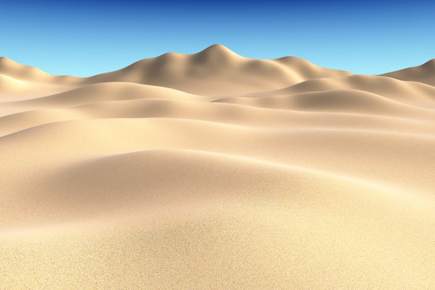 蓝天下光滑的沙丘和山丘。图片下载