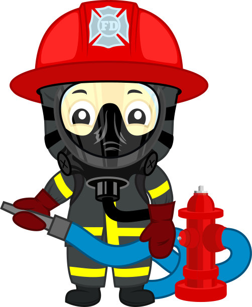 矢量可爱的消防孩子与消防栓图片下载