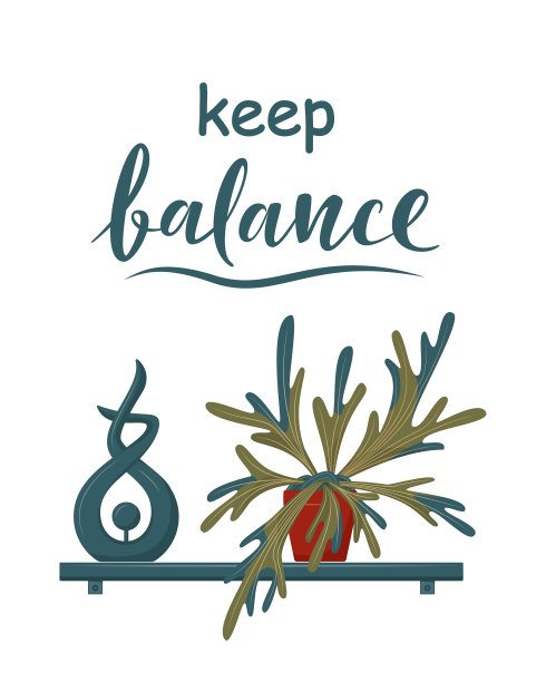 保持平衡的概念。装饰物和盆栽植物。图片下载