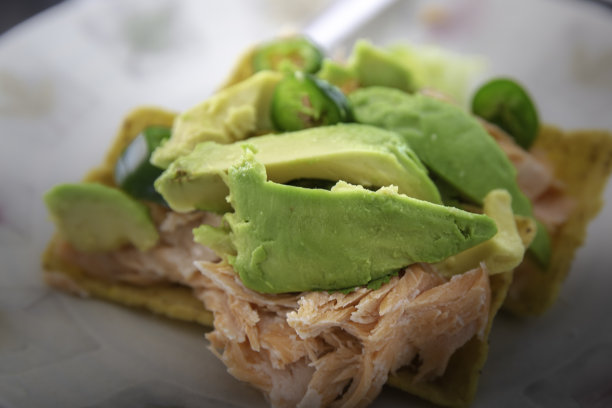 三文鱼和鳄梨-特写照片图片下载