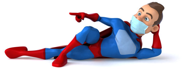 一个带面具的卡通人物的3D插图图片下载