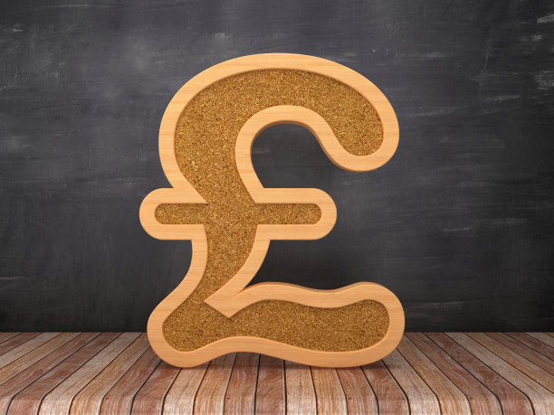 磅符号木板框架上的黑板- 3D渲染图片下载