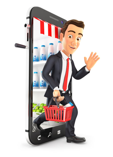 3d商人走出智能手机市场图片下载