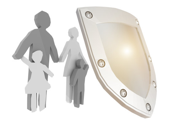 保护保护安全的家庭盾牌- 3d渲染图片下载