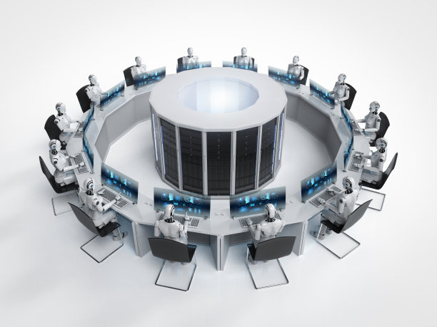 电子人在电脑上工作图片下载