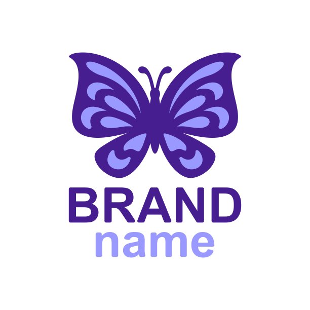 标志紫色蝴蝶与一个紫色的轮廓在白色的背景。图片下载