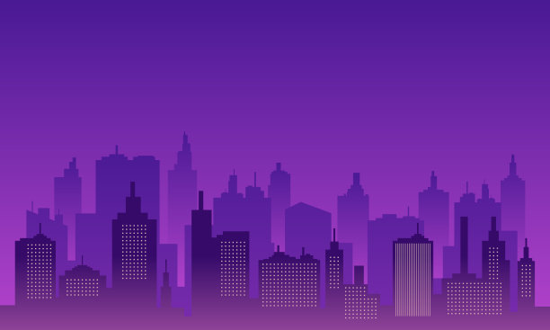 摩天大楼的剪影背景城市的夜晚。图片下载