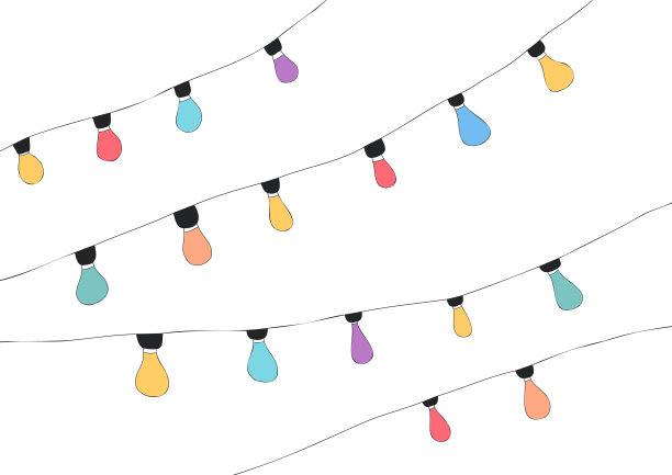 白色背景上五颜六色的节日灯泡图片下载