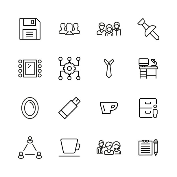 高级套装的办公室线路图标。图片下载