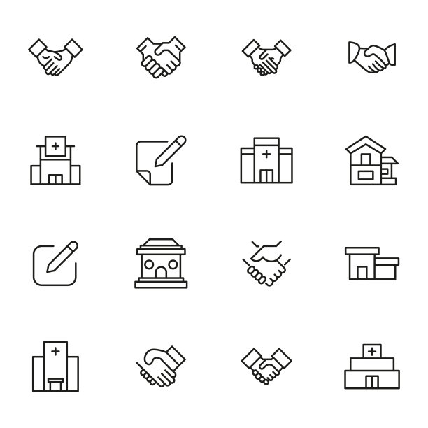 一套简单的房地产现代细线图标。图片下载