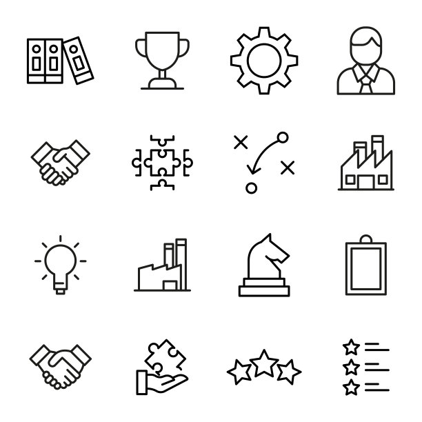 现代商业的细线图标集。图片下载