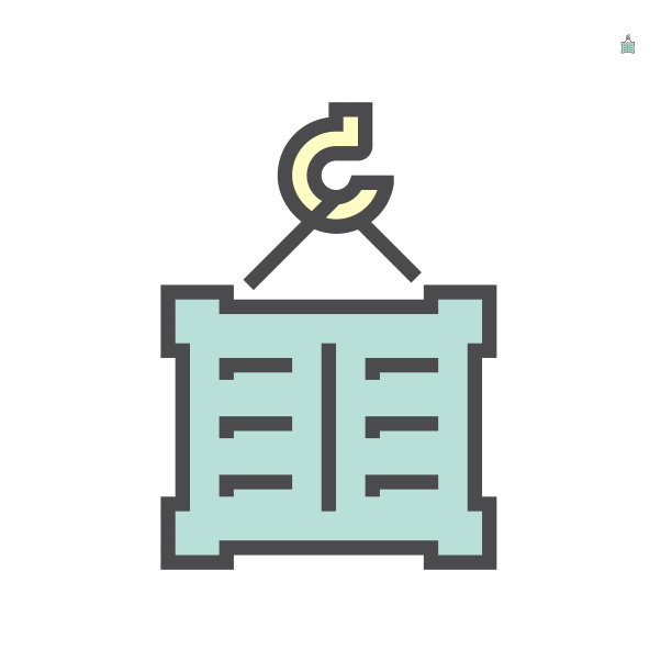 集装箱和起重机图标，64x64完美像素和可编辑的笔触。图片下载