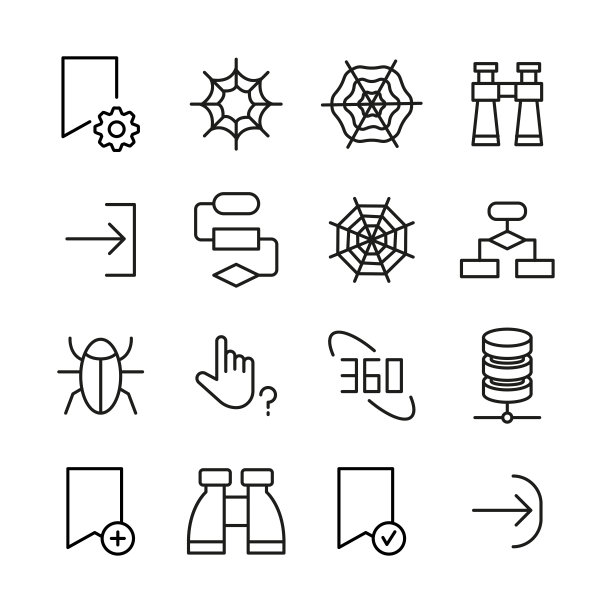 Web相关矢量线性图标合集图片下载