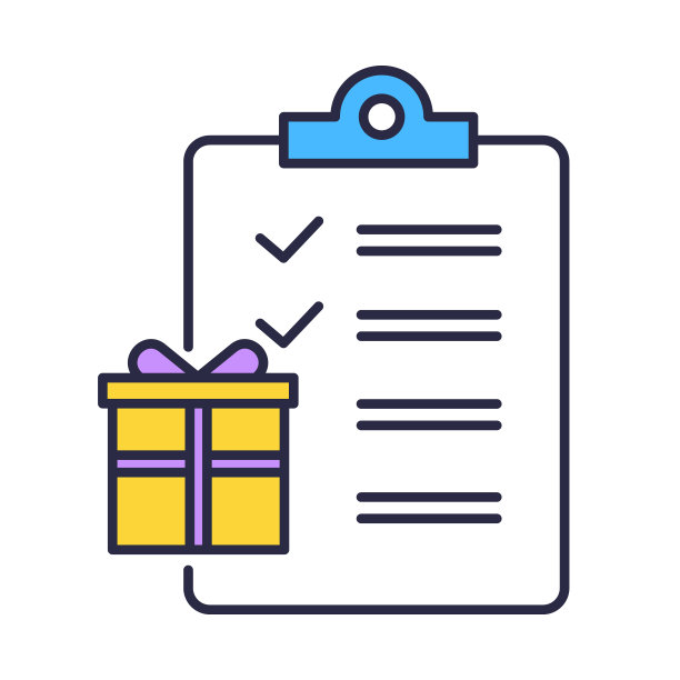 礼品清单彩色图标。买礼物。商品和消费主义。搜寻和准备节日礼物。组织聚会庆祝。写作的愿望清单。孤立的矢量图图片下载