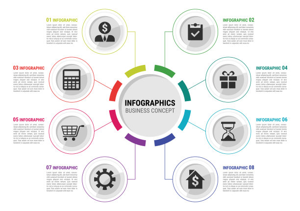 现代信息模板。有8种选择的经营理念图片下载