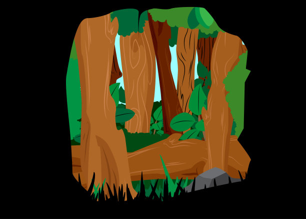 从一个黑暗的洞穴看到的森林。图片下载