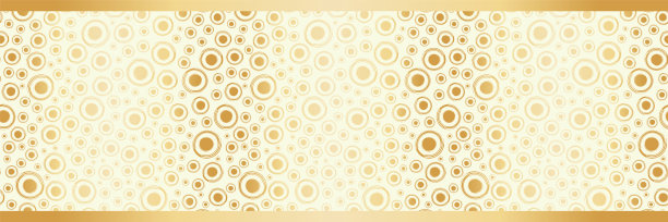 金箔圆无缝矢量图案边界。现代时尚点金属横幅。香槟酒泡沫全印花豪华缎带，镶边，庆祝，金婚周年概念图片下载