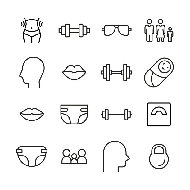 简单的人类图标在时尚的线条风格。图片下载