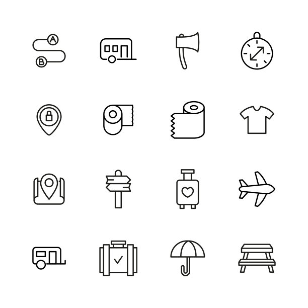 描边线图标旅行集。图片下载