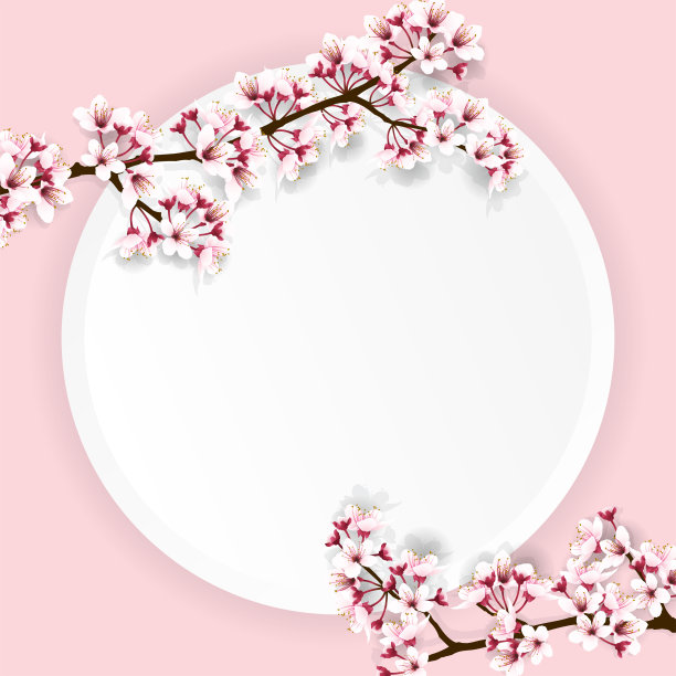 圆纸上的樱花图片下载