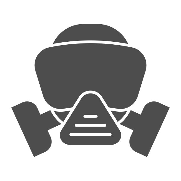 呼吸器坚实的图标。消防员防毒面具象形文字风格的象形文字在白色的背景上。安全标志，防护防火口罩的移动概念和网页设计。矢量图形。图片下载