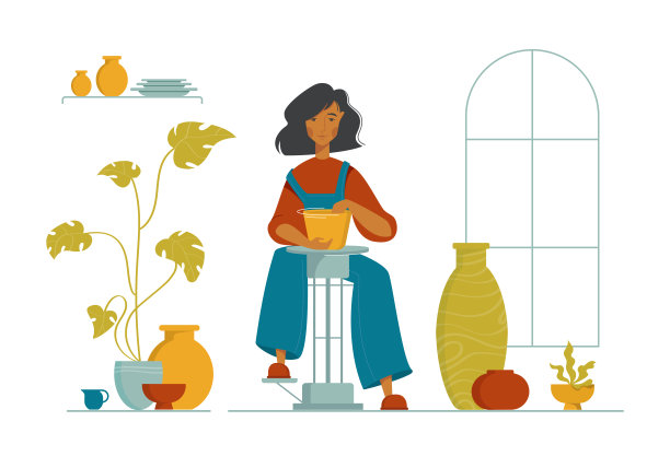 陶器作坊。陶瓷工作图片下载