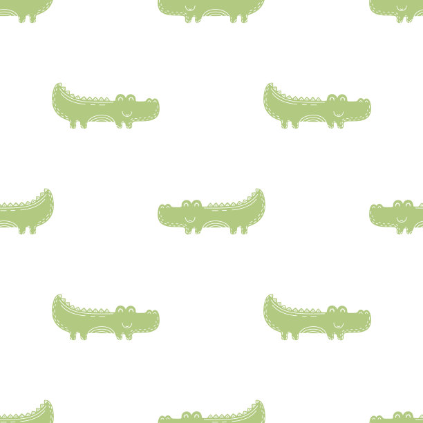 可爱的无缝矢量图案与鳄鱼。图片下载