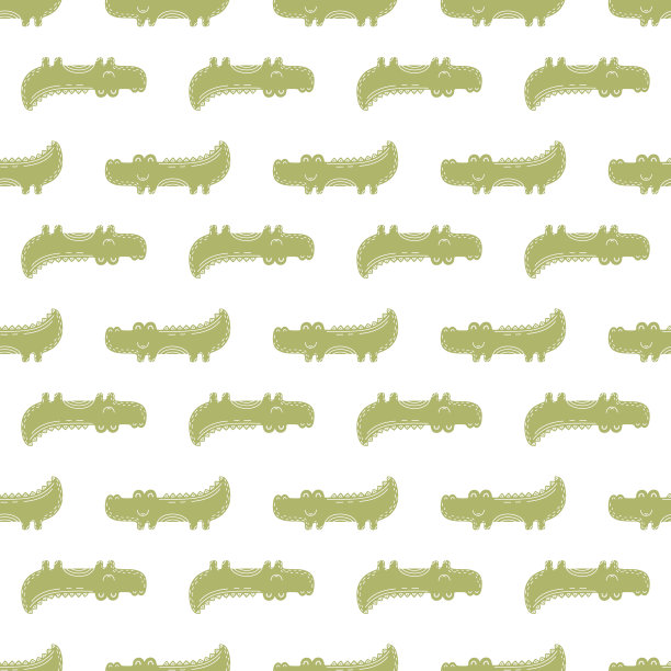 可爱的无缝矢量图案与鳄鱼。图片下载
