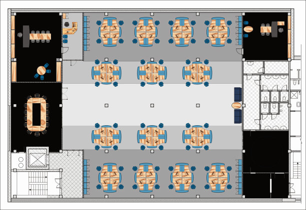 平面图绘制大办公室图片下载