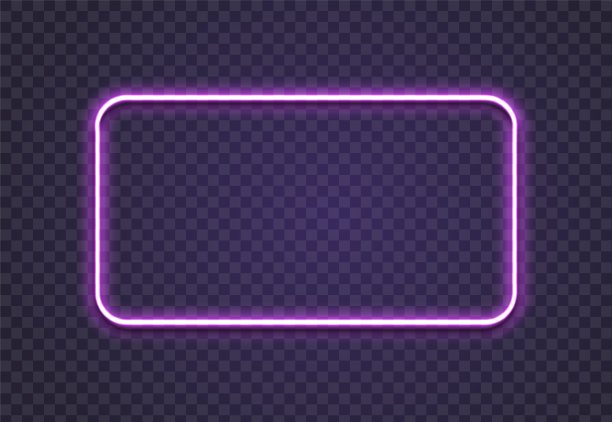 霓虹灯矩形。发光帧边界。墙上有光滑的矩形。向量霓虹灯的形状。蓝光灯。3 d明亮的光芒图片下载