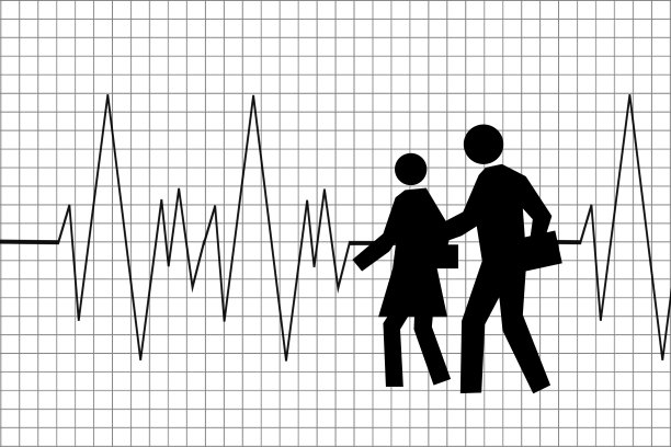 心跳与人群，脉搏与人群，人们紧抓生命，简约概念插画图片下载