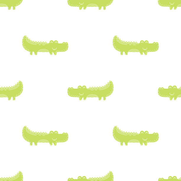 可爱的无缝矢量图案与鳄鱼。图片下载
