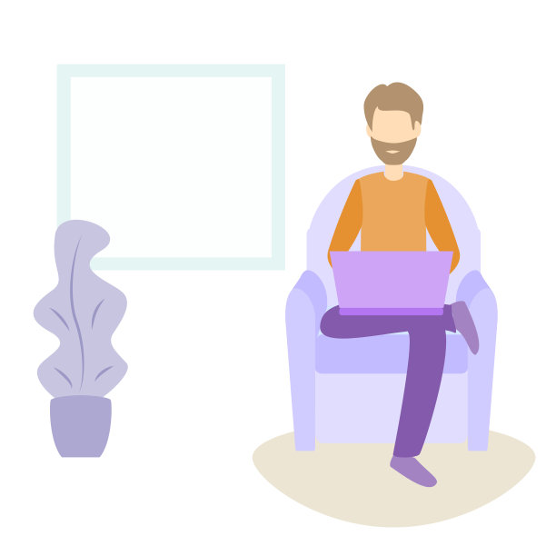 象征性的人在家做自己的事情概念。Hygge生活方式的平面构图与客厅室内景观与一对坐在沙发上的矢量插图图片下载