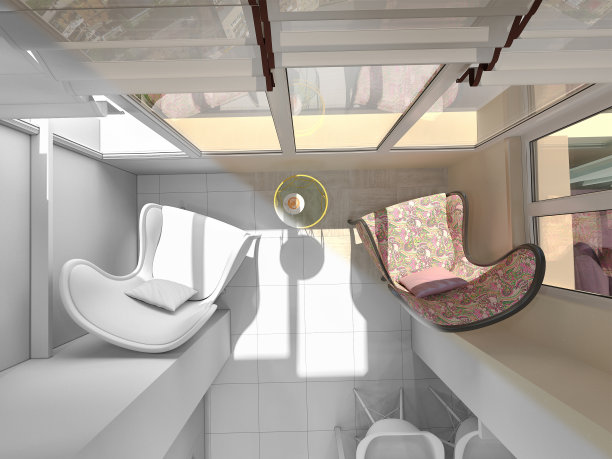 彩色小公寓的3d插图。客厅和厨房的室内设计采用现代风格图片下载