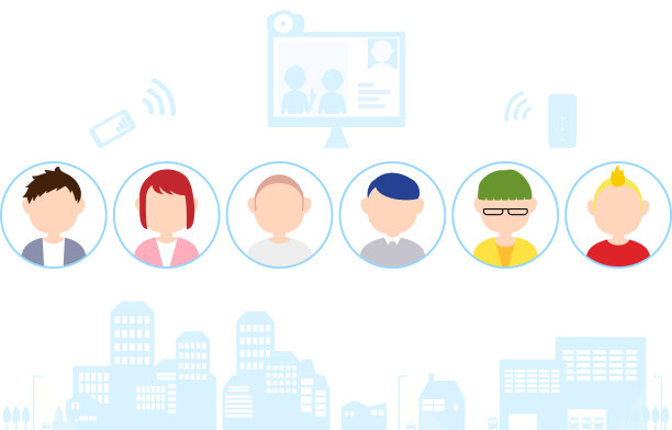 远程工作图像插图-插图集的人和城市景观图片下载