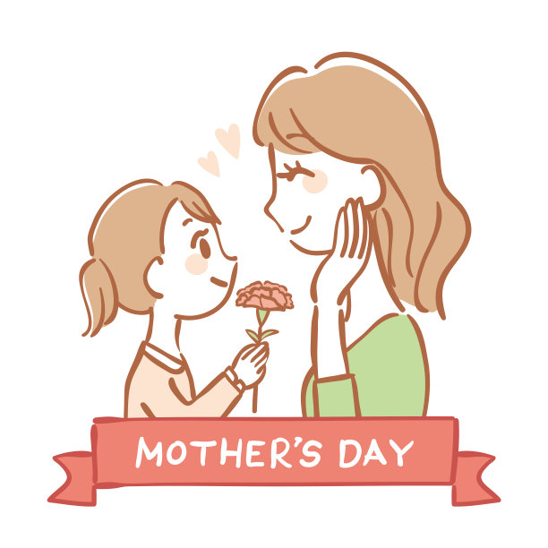 插图:一个孩子在母亲节送康乃馨图片下载