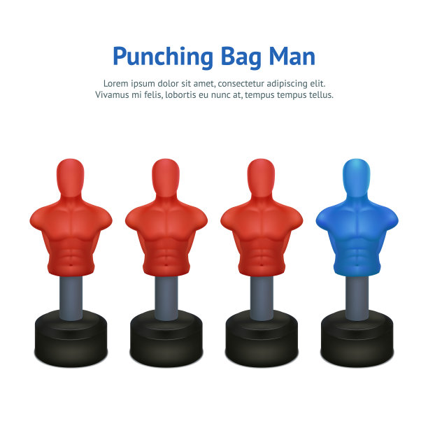 逼真的3d详细沙袋男子卡。向量图片下载