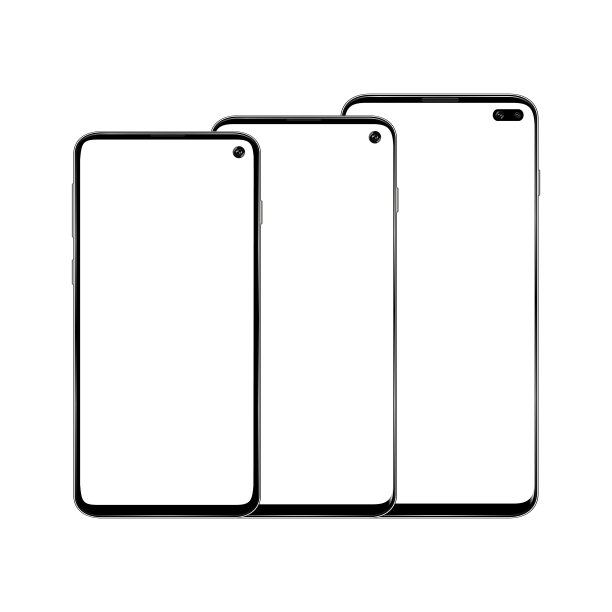 白色背景下的黑色智能手机素材图片