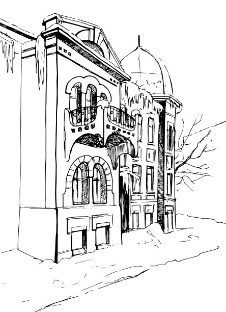 冬天的城市。画线图片下载