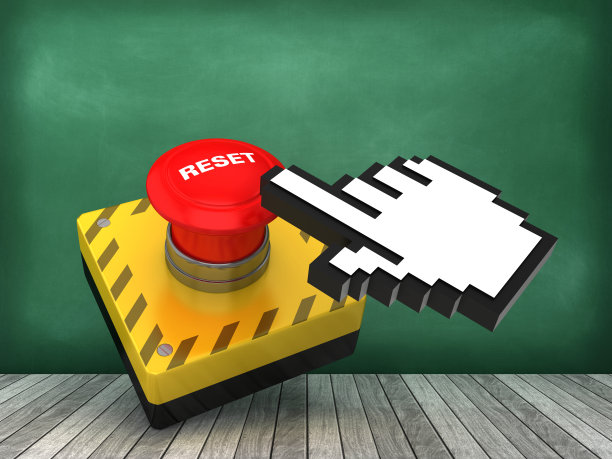 重置按钮在黑板背景- 3D渲染图片下载