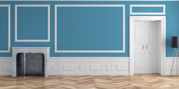 空魅力古董客厅装饰和壁炉图片下载