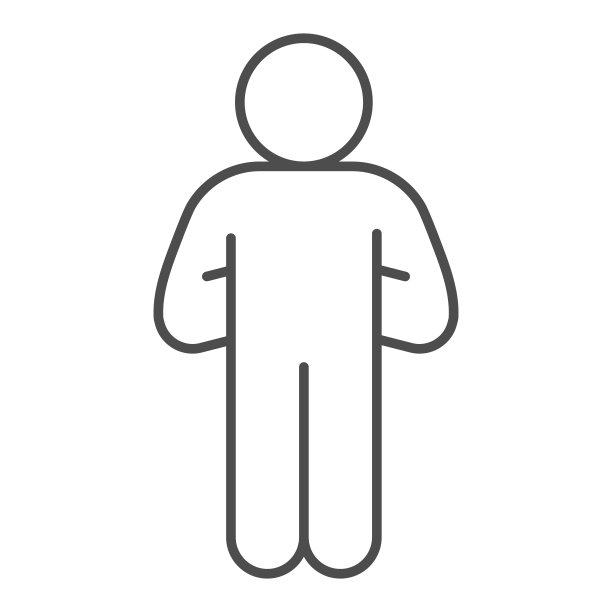 傲人姿势细线图标。人与手下来背后轮廓风格的象形文字在白色的背景。自信的姿态移动概念和网页设计。矢量图形。图片下载