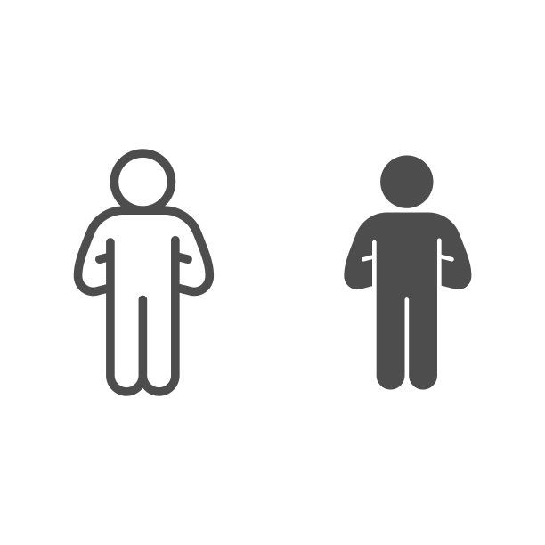 骄傲的人体姿势线条和固体图标。人与手下来背后轮廓风格的象形文字在白色的背景。自信的姿态移动概念和网页设计。矢量图形。图片下载