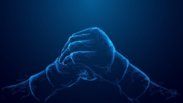 蓝色抽象3d隔离MMA手套图片下载