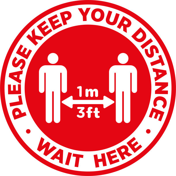 社交距离标志或地板贴纸。图片下载