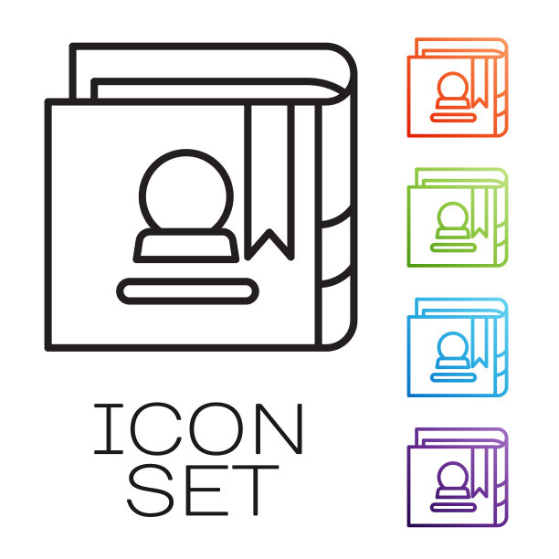 黑线古老的魔法书与炼金术配方和神秘的咒语和结界图标孤立在白色的背景。设置图标丰富多彩。矢量图图片下载