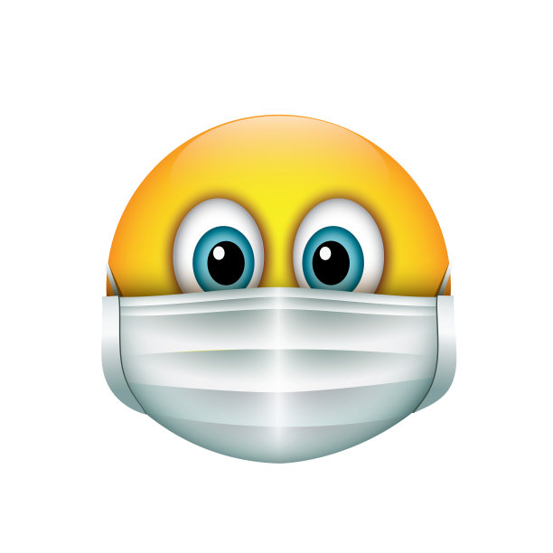 可爱的表情戴着外科口罩-表情符号-矢量插图图片下载