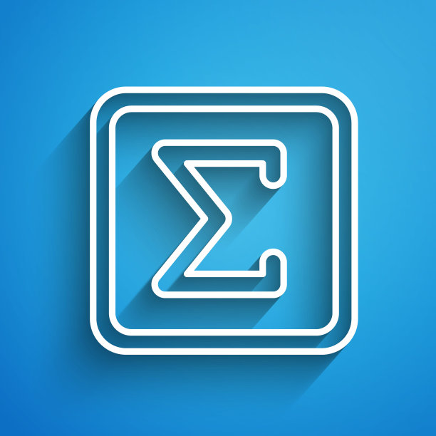 白线几何图形方块图标孤立在蓝色背景。抽象的形状。几何装饰。长长的阴影。矢量图图片下载