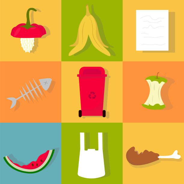 矢量插图与各种垃圾和垃圾桶图片下载