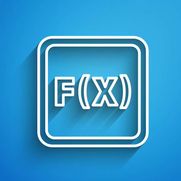 解方程的数学系统在电脑显示器上，图标隔离在蓝色背景上。长长的阴影。矢量图图片下载